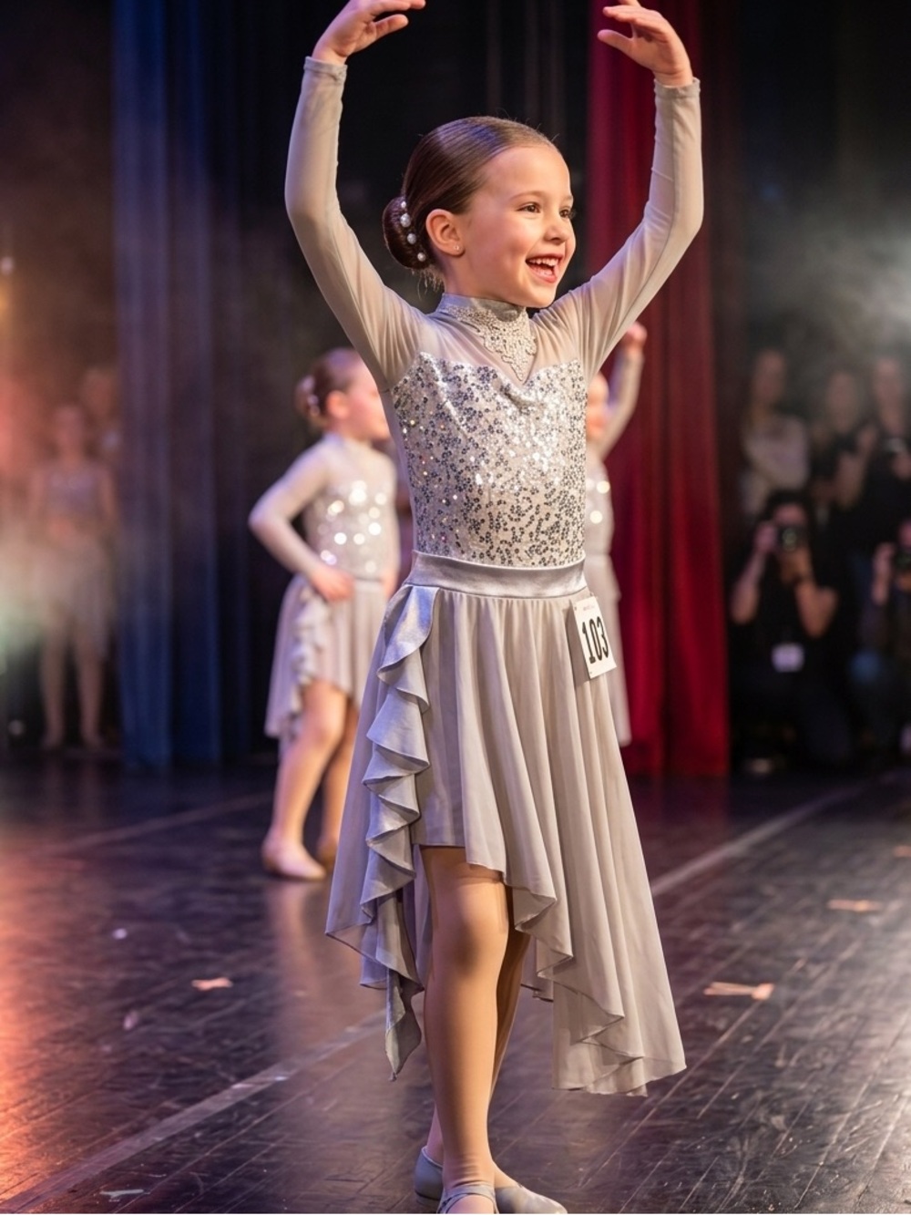 Silver Sequin Long-Sleeve Evening Dress
